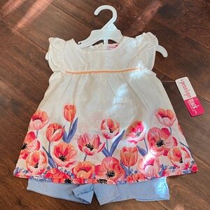 Penelope Mack Floral Peplum Top with Shorts 2T NWT